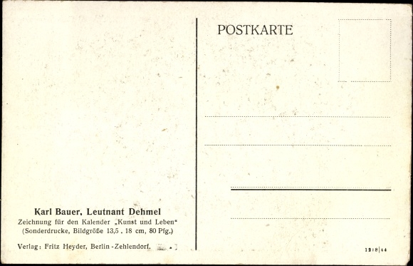 Artist PC Bauer, Karl, Lieutenant Dehmel, portrait