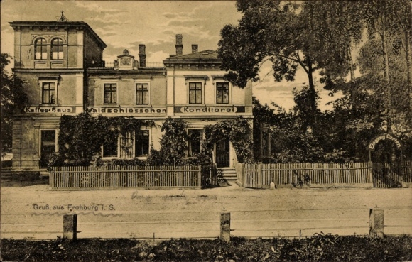 Postcard Frohburg in Saxony, Coffee House Waldschlösschen, Confectionery