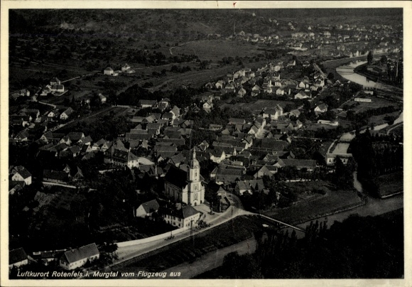 Postcard Rotenfels in the Murgtal Gaggenau, aerial photograph