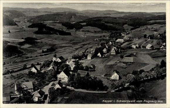 Postcard Kappelrodeck in the Black Forest, landscape view, airplane perspective, Black Forest, rural arc