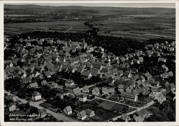 Postcard Echterdingen on the Fildern, aerial photograph