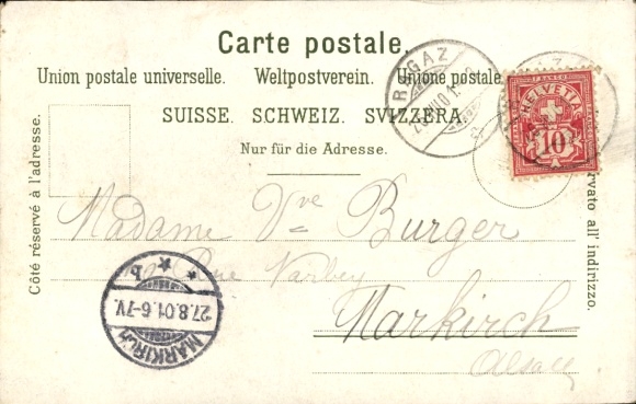 Chromo-Litho Canton of Saint Gallen, Wallensee with the 7 Electors