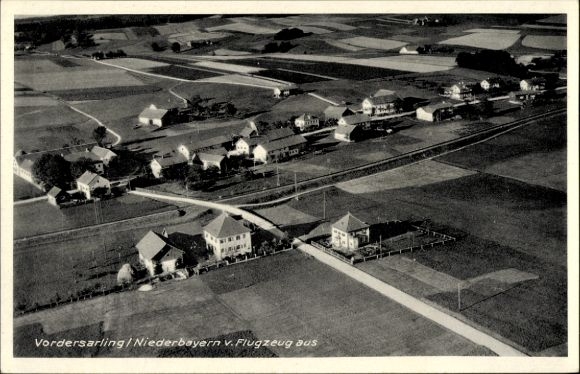 Postcard Vordersarling Unterdietfurt Lower Bavaria, aerial photograph