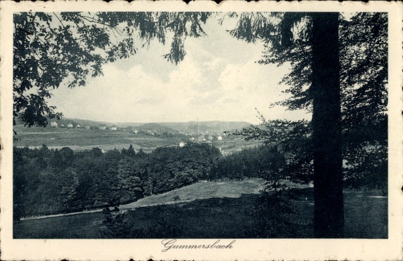 Postcard Gummersbach in the Oberbergischer Kreis, landscape impression, several houses in the background,