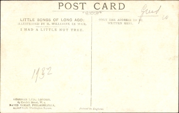 Artist Postcard Willebeek le Mair, H., Little Songs of Long Ago, I had a little nut tree
