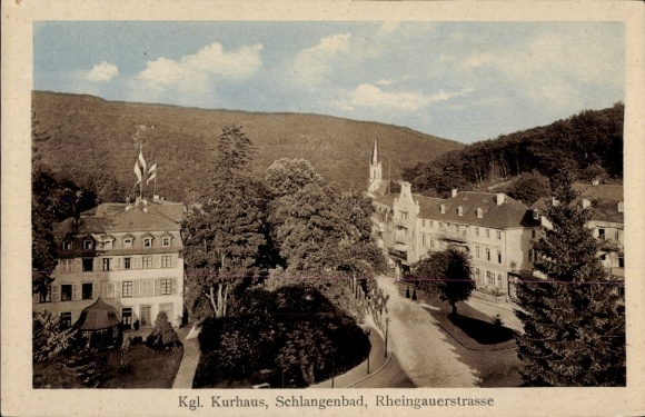 Postcard Schlangenbad in Taunus Hessen, Kgl. Kurhaus, Rheingauerstrasse
