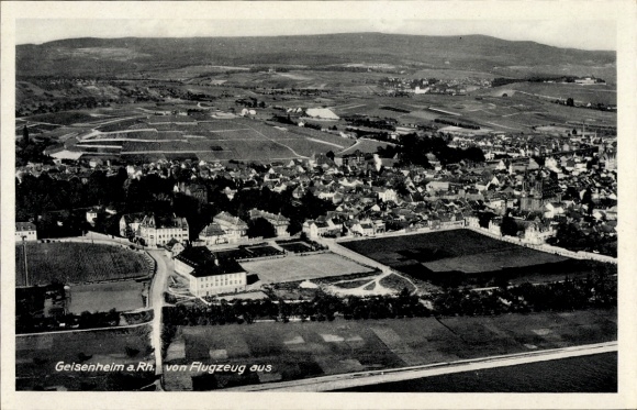 Postcard Geisenheim am Rhein Hessen, aerial photograph