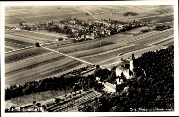 Postcard Tonndorf in Thuringia, Tonndorf Castle, aerial photograph