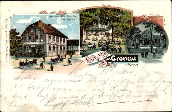 Chromo-Litho Gronau on the Leine Lower Saxony, Gasthaus zur Grünen Aue