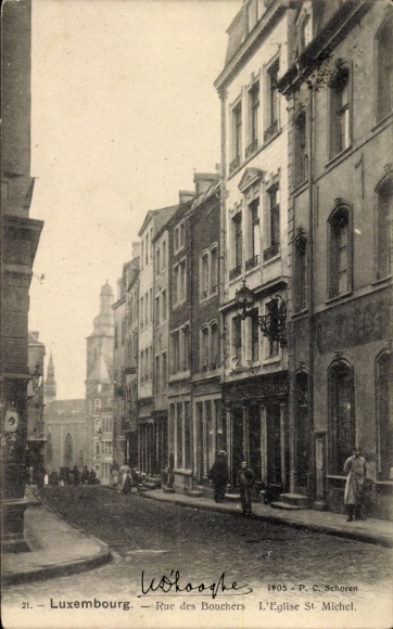 CPA Luxembourg Luxembourg, Rue des Bouchers, Église Saint Michel