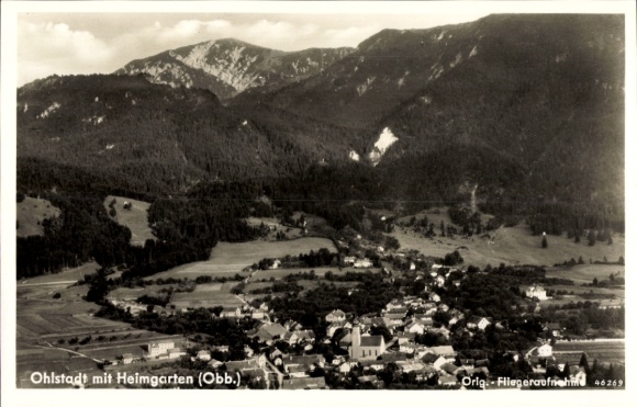 Ak Ohlstadt in Oberbayern, Fliegeraufnahme mit Heimgarten