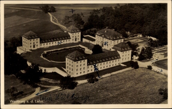 Postcard Weilburg an der Lahn Hesse, Windhof, aerial view