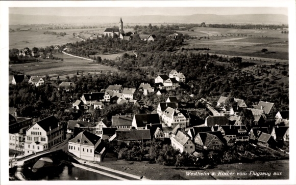 Postcard Westheim Rosengarten in Württemberg, aerial photograph
