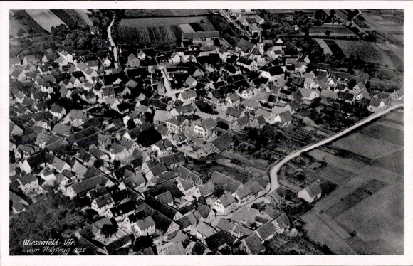 Ak Wiesenfeld Karlstadt am Main Unterfranken, Fliegeraufnahme