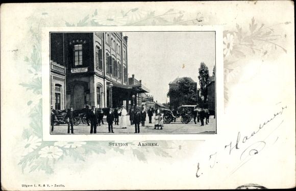 Passepartout Postcard Arnhem Gelderland Netherlands, train station