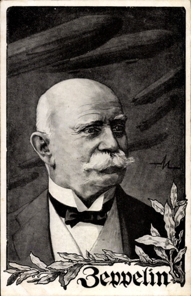 Postcard Ferdinand Graf von Zeppelin, Portrait, German Air Fleet Association