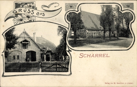 Postcard Scharrel Neustadt am Rübenberge, town views