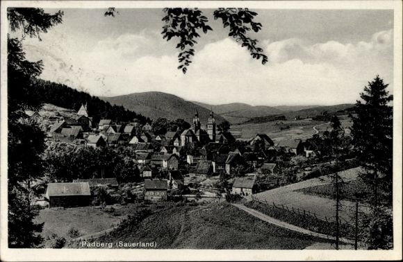 Postcard Padberg Marsberg in the Sauerland, village view, medieval architecture, quiet location, beautiful la
