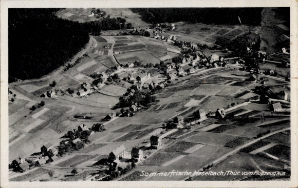 Postcard Haselbach Sonneberg in Thuringia, aerial photograph
