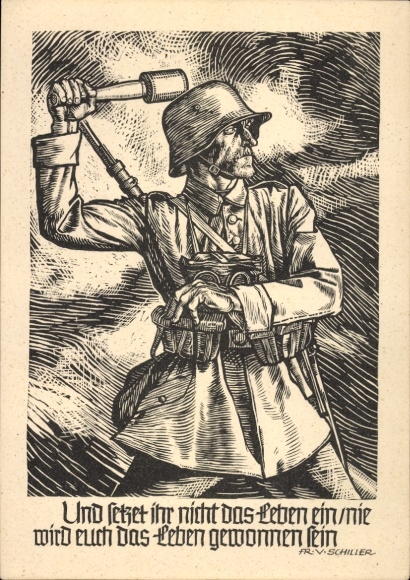 Kunstenaar Ak Sluyterman von Langeweyde, Georg, En riskeer je leven niet, handgranaat, WO II