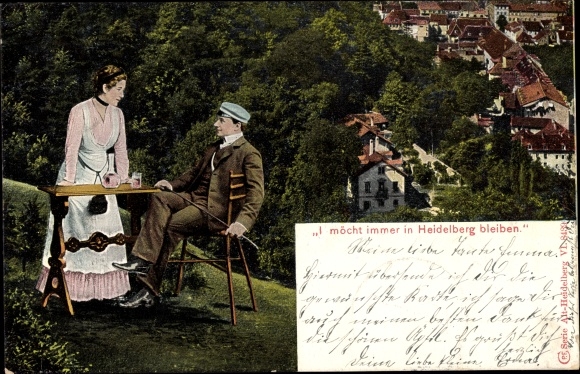 PC Heidelberg am Neckar, &quot;I would like to stay in Heidelberg forever&quot;, landlady with guest, location