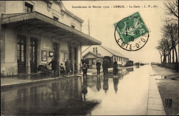 PC Genlis Côte d&#39;Or, La Gare, floods 1910