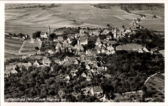 Postcard Pfedelbach in Württemberg, aerial photograph