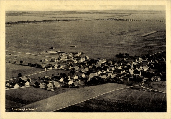 Postcard Graben in Lechfeld Swabia, aerial photograph