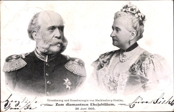 Ak Diamanthochzeit 1903, Friedrich Wilhelm II. von Meckl. Strelitz, Augusta Karoline von Cambridge