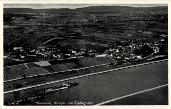 Postcard Hattersheim am Main, Hattersheim, Rheingau from the plane