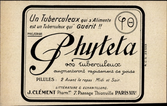Ansichtkaart Parijs XIX, Pharmacien Jean Clement, Phyteta