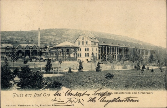 Postcard Bad Orb in Spessart Hesse, bathhouse, inhalatorium, graduation tower