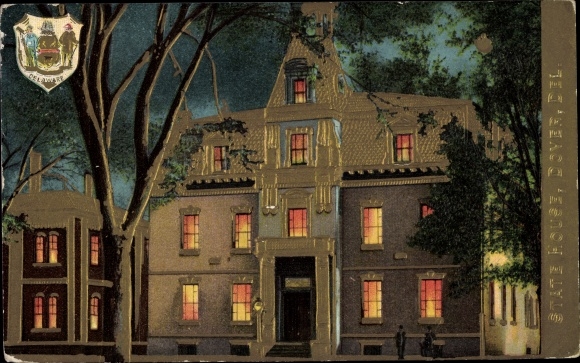 In reliëf gemaakte Ak Dover Delaware de V.S., het Huis van de Staat, Wapenschild
