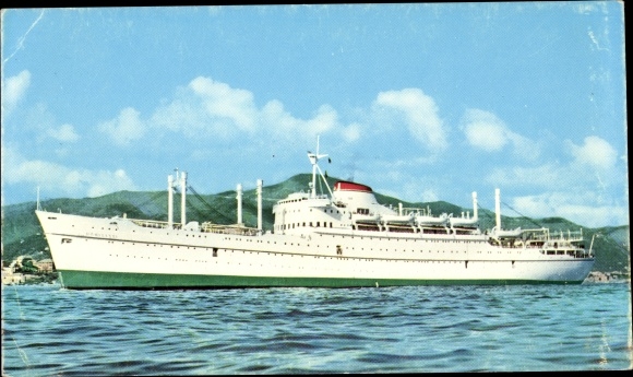 Postcard passenger ship MN Donizetti, Verdi, Rossini, Societa di Navigazione, Genova
