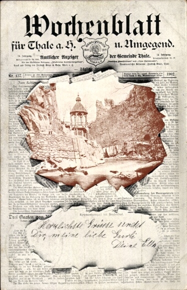 Newspaper Postcard Thale in the Harz, Crown Temple in the Bode Valley