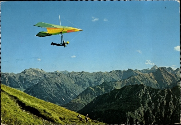 Postcard hang gliding in the Alps, gliding