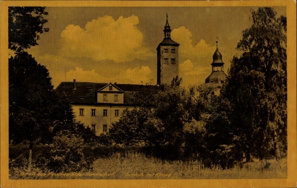 Ak Heuckewalde Gutenborn im Burgenlandkreis, Hermsdorf, Gebäude, Kirchtürme