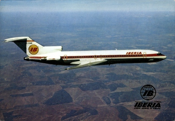 Postcard Spanish passenger aircraft, Iberia, Boeing 727 256