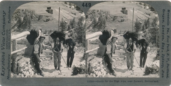 Stereo photo Zermatt Canton of Valais, mountaineers