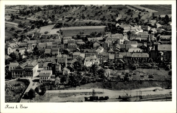 Postcard Conz Konz on the Moselle, aerial photograph