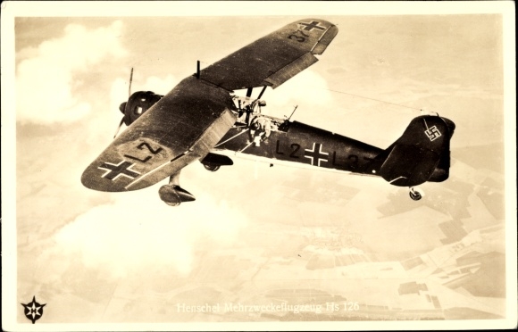 Postcard Henschel multi-purpose aircraft Hs 126, Luftwaffe, L2 37