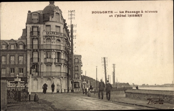 Ak Houlgate Calvados, GRAND HOTEL I, Passage à niveau, Hôtel IMBERT