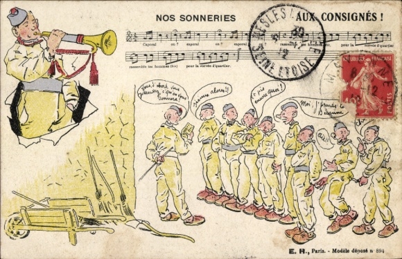 Artists Postcard Nos Sonneries, Aux Consignes, Singing Soldiers