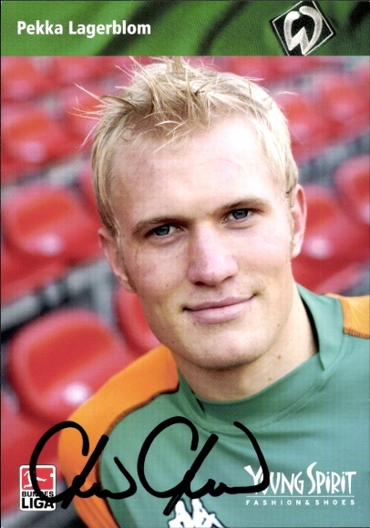 Autogrammkarte Fußballer Pekka Lagerblom, Werder Bremen, Autogramm