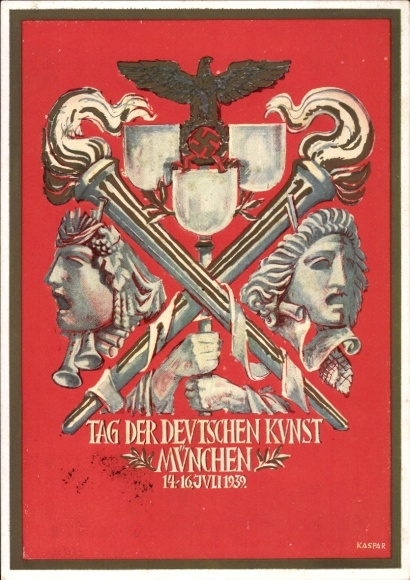 Postal stationery artist Postcard Kaspar, Munich, Day of German Art, 14-16 July 1939