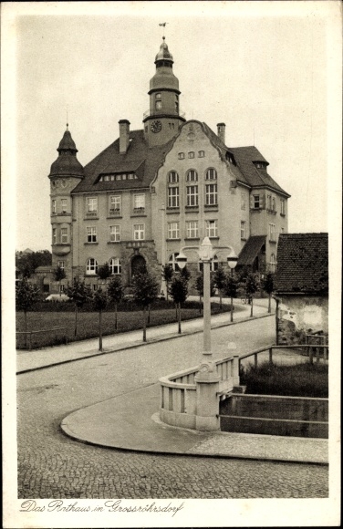 Postcard Großröhrsdorf in Saxony, town hall