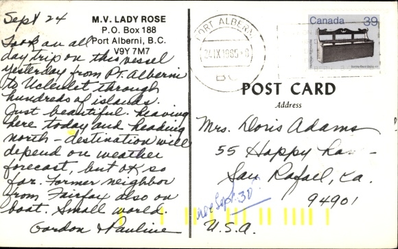 KP artysty Port Alberni Kolumbia Brytyjska, MV Lady Rose