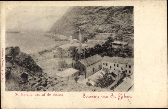Postcard St Helena, View of the Village, Church