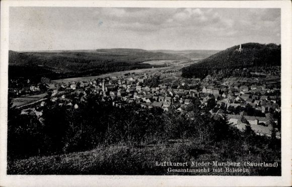 Postcard Niedermarsberg Marsberg in the Sauerland, general view, Bilstein