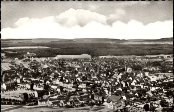 Postcard Dillingen in Saarland, aerial photo